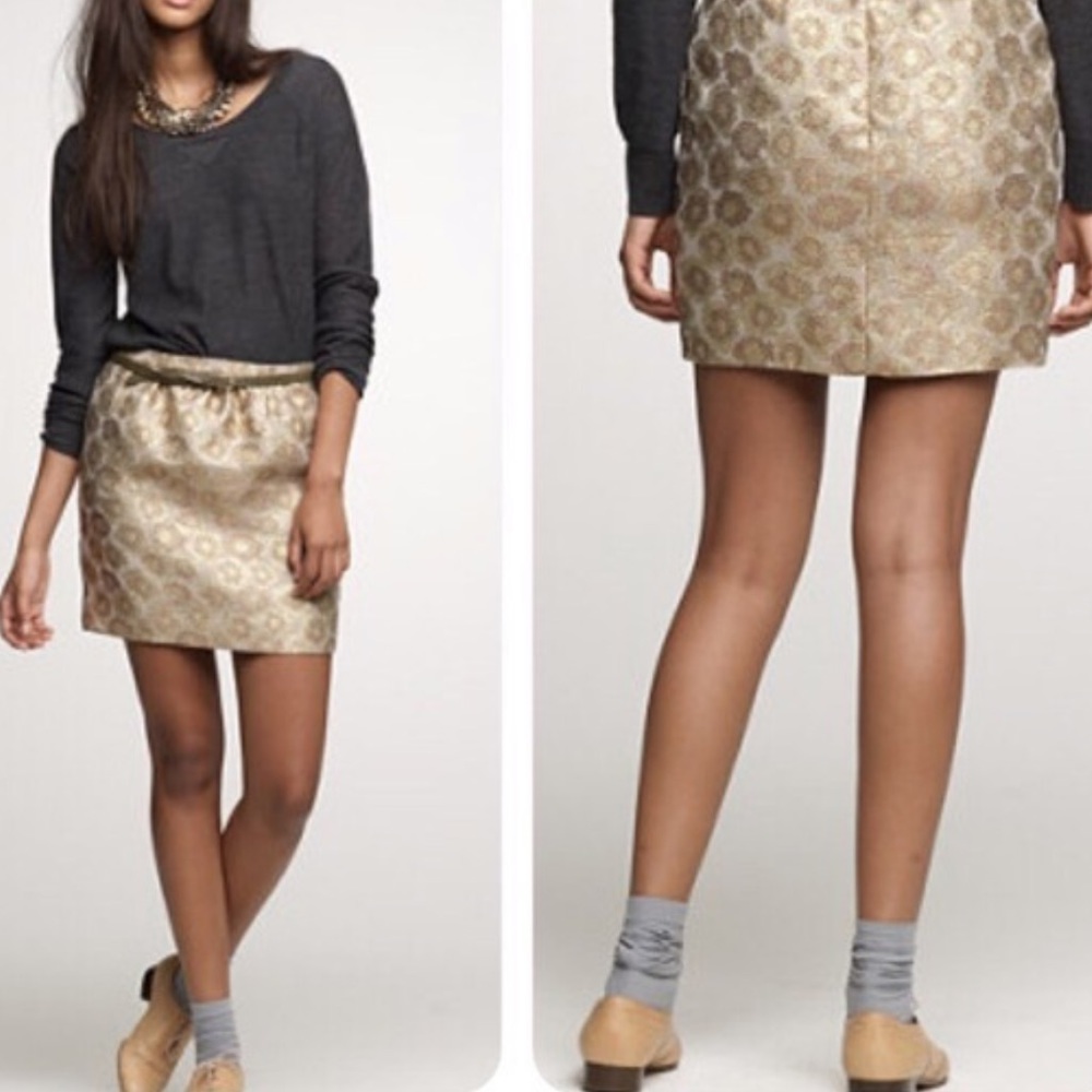 4/$20 J. Crew Gold Metallic Embroidered Mini sz 00